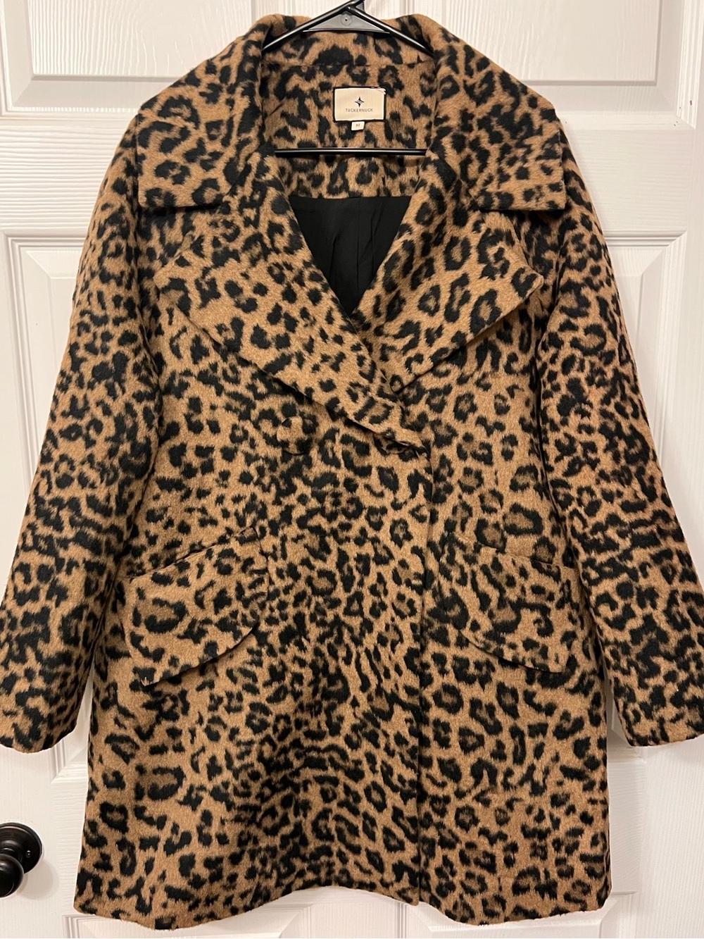 Tuckernuck Leopard Brushed Wool Harley Peacoat Jacket M EUC Mob Wife Old Money